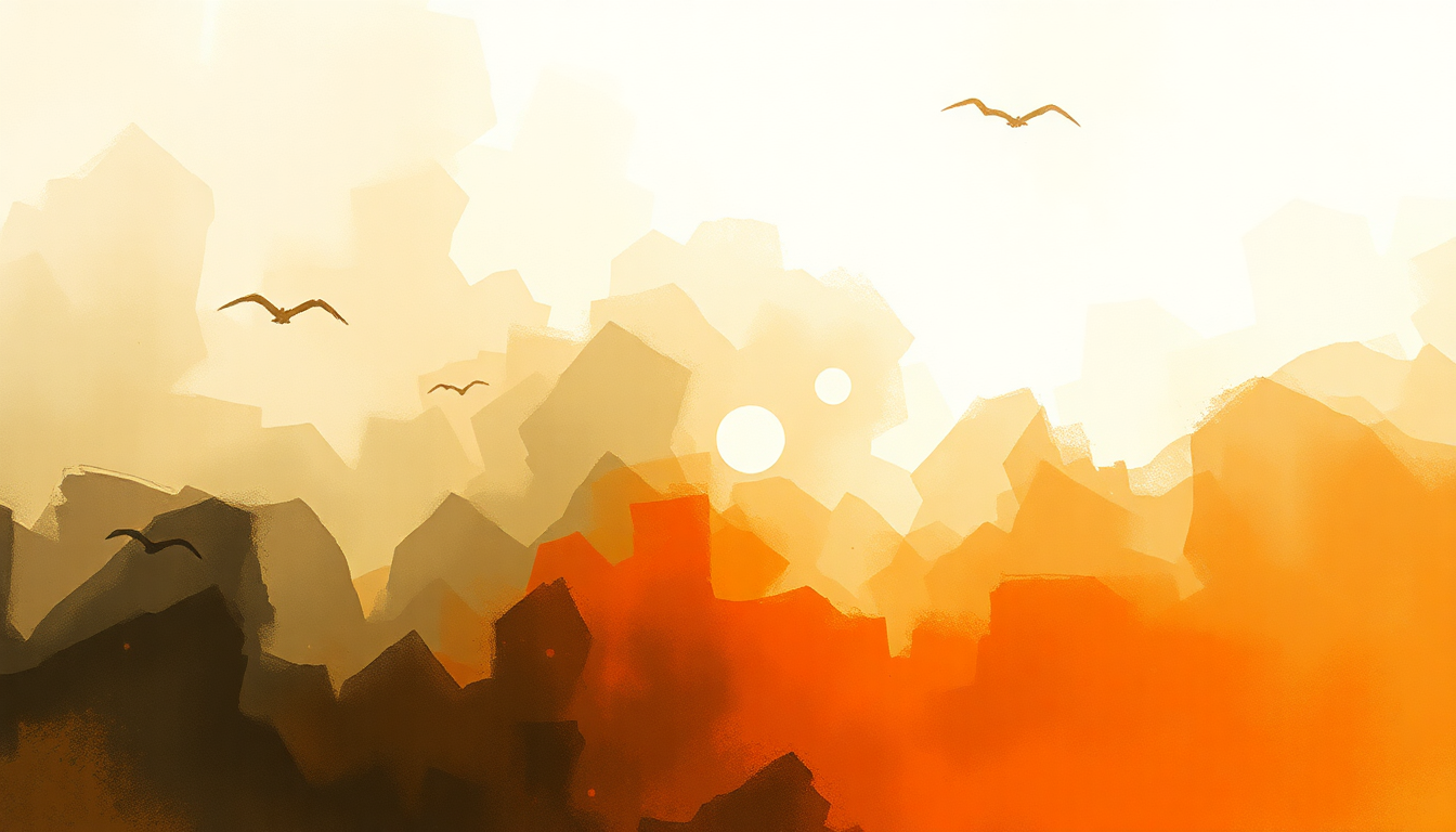 Fan-driven abstract illustration evoking the emotional arc of When a Fire Starts to Burn by Disclosure