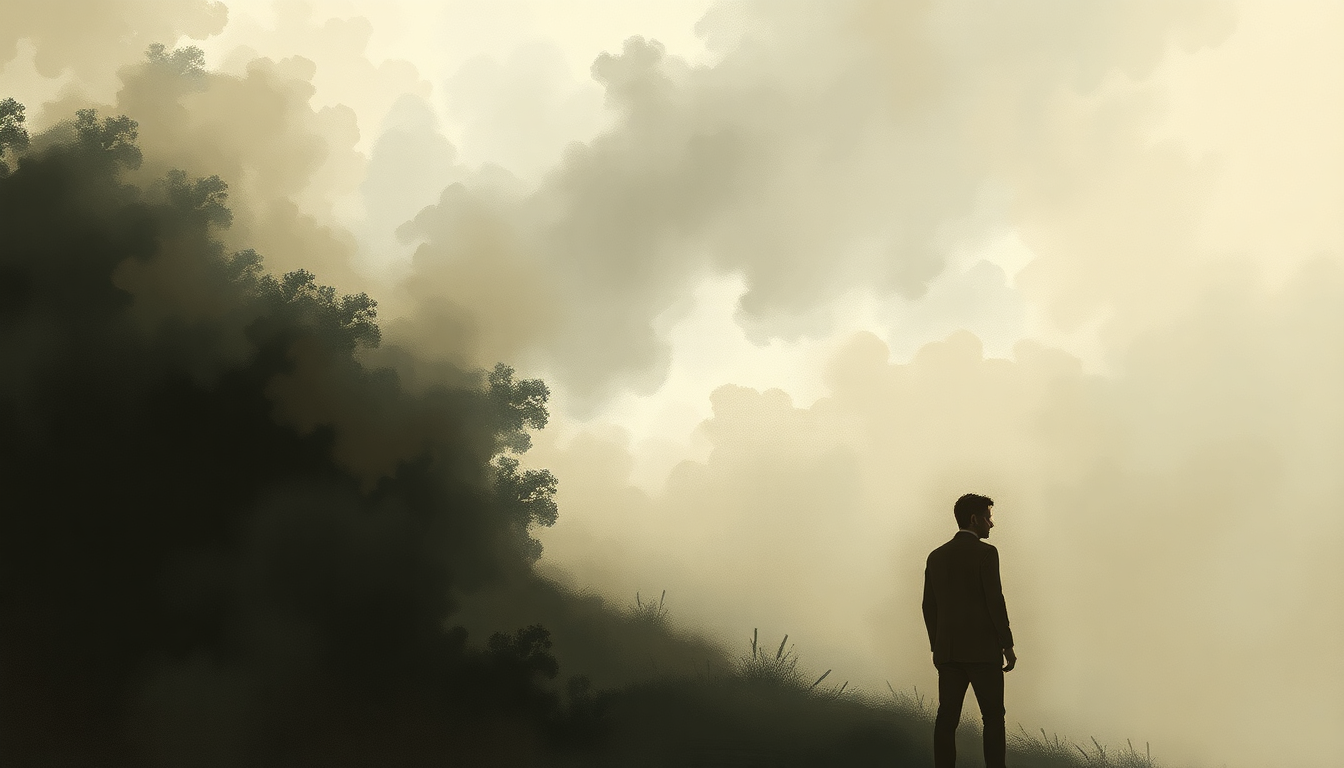 Fan-driven abstract illustration evoking the emotional arc of When the Man Comes Around by Johnny Cash