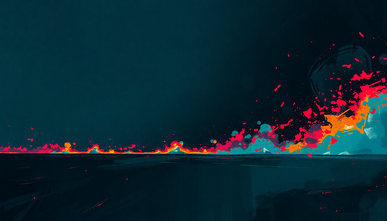 Fan-driven abstract illustration evoking the emotional arc of When the Shit Hits the Fan by Circle Jerks