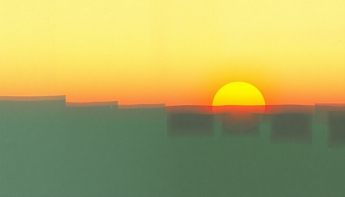 Fan-driven abstract illustration evoking the emotional arc of When The Sun Hits by Slowdive