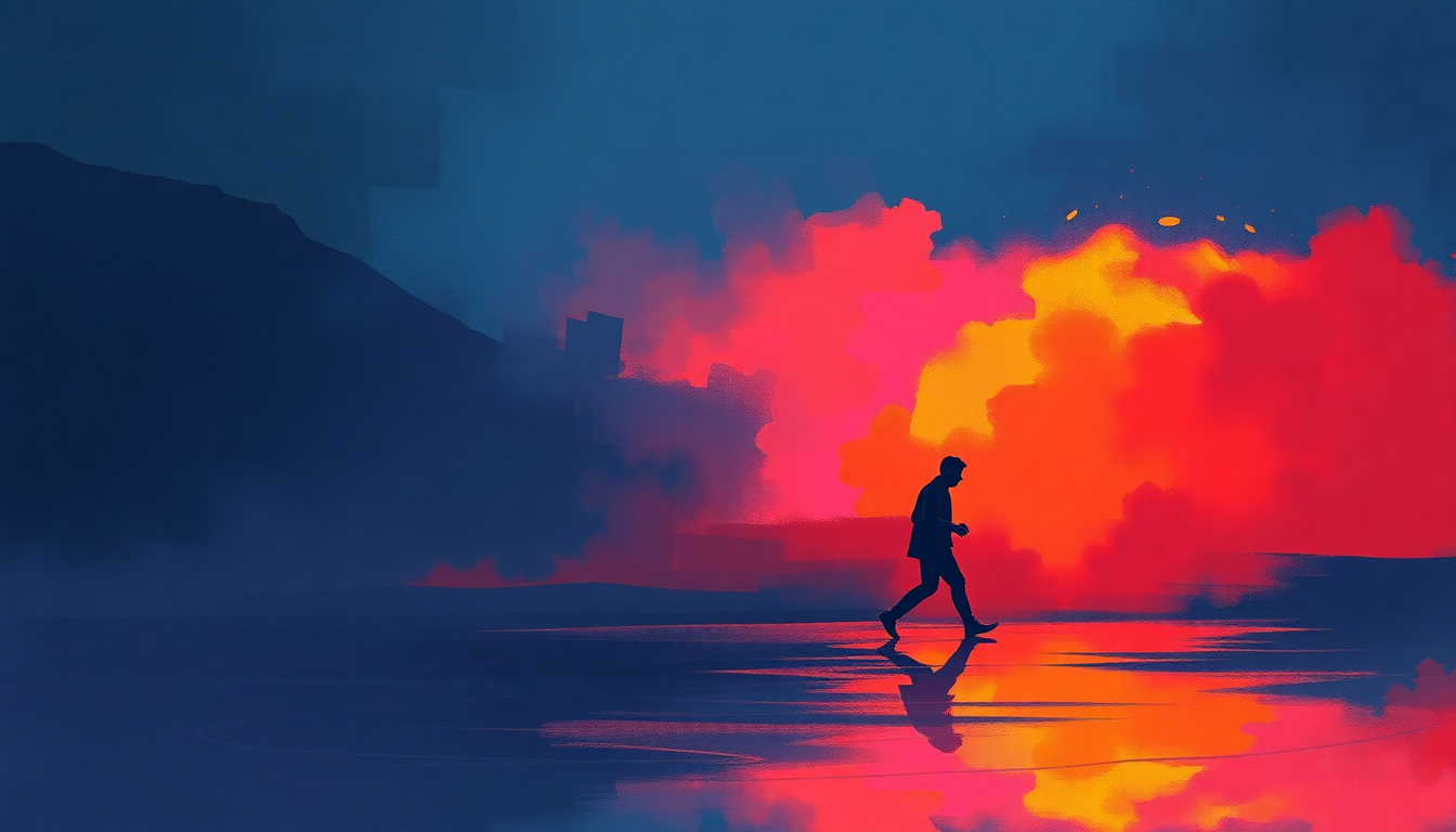 Fan-driven abstract illustration evoking the emotional arc of When the World Is Running Down, You Make the Best of What's Still Around by The Police