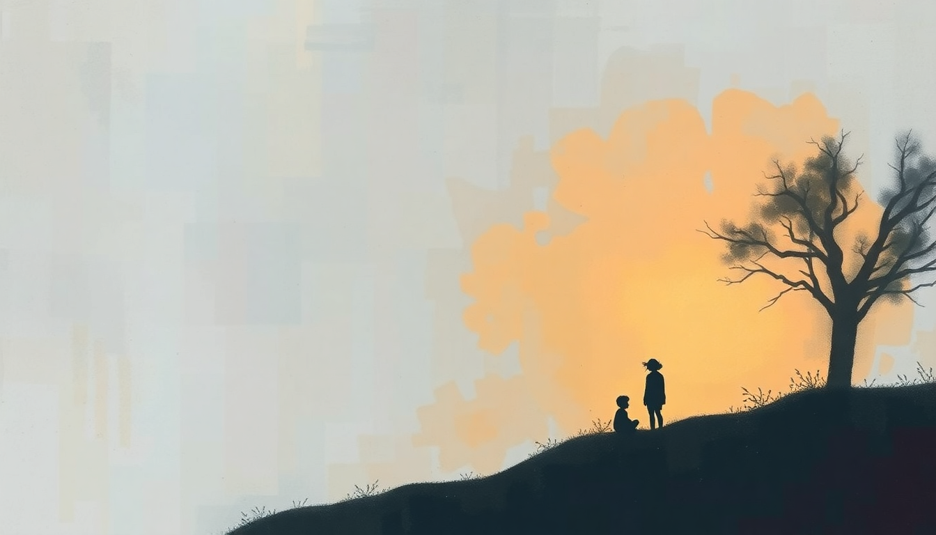 Fan-driven abstract illustration evoking the emotional arc of Where Do the Children Play? by Cat Stevens
