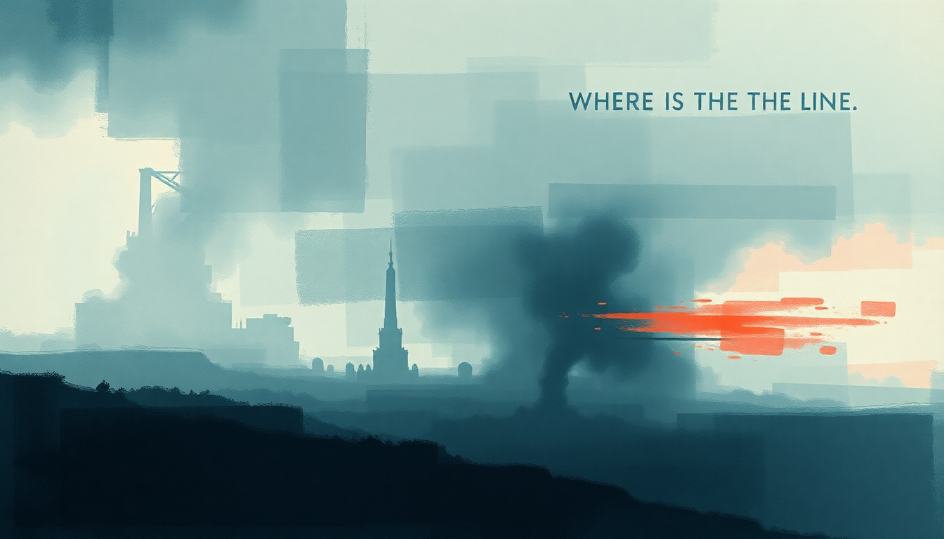 Fan-driven abstract illustration evoking the emotional arc of Where Is the Line by Björk