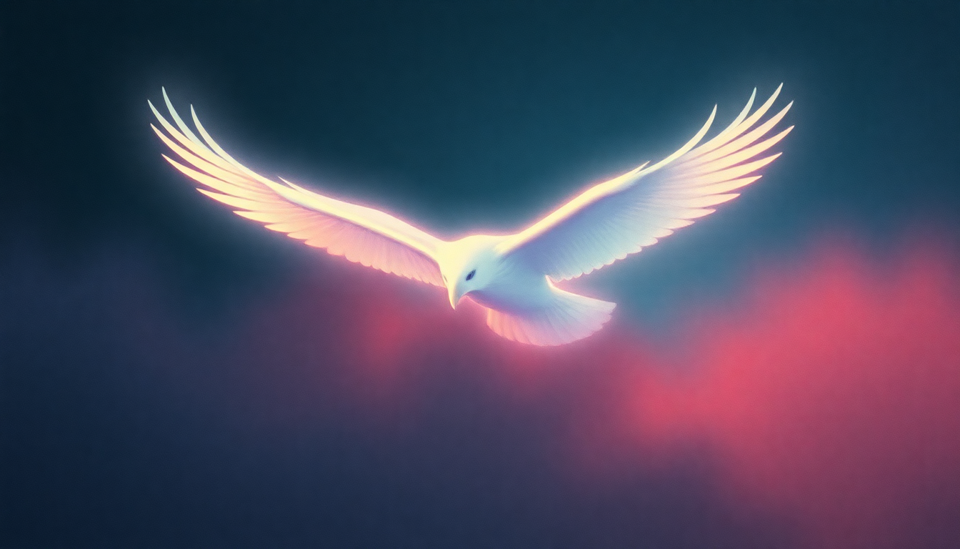 Fan-driven abstract illustration evoking the emotional arc of White Eagle by Tangerine Dream
