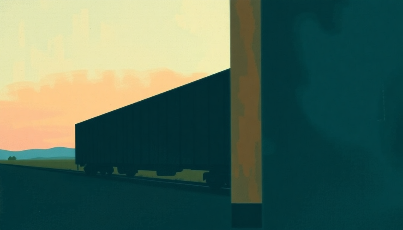 Fan-driven abstract illustration evoking the emotional arc of White Freight Liner Blues by The Flatlanders