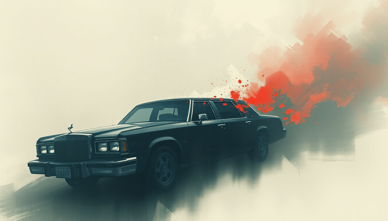 Fan-driven abstract illustration evoking the emotional arc of White Limo by Foo Fighters