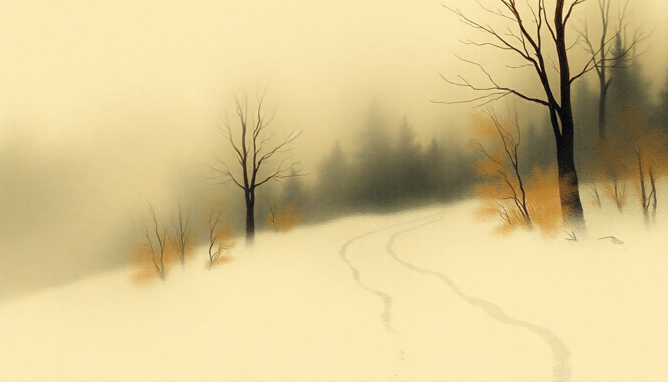 Fan-driven abstract illustration evoking the emotional arc of Winterreise by Franz Schubert
