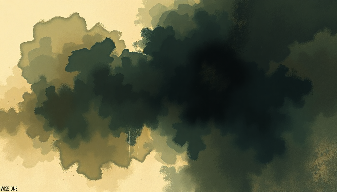 Fan-driven abstract illustration evoking the emotional arc of Wise One by John Coltrane