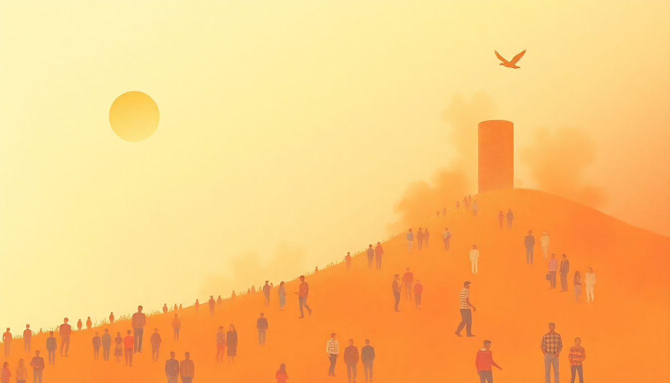Fan-driven abstract illustration evoking the emotional arc of Woodstock by Joni Mitchell