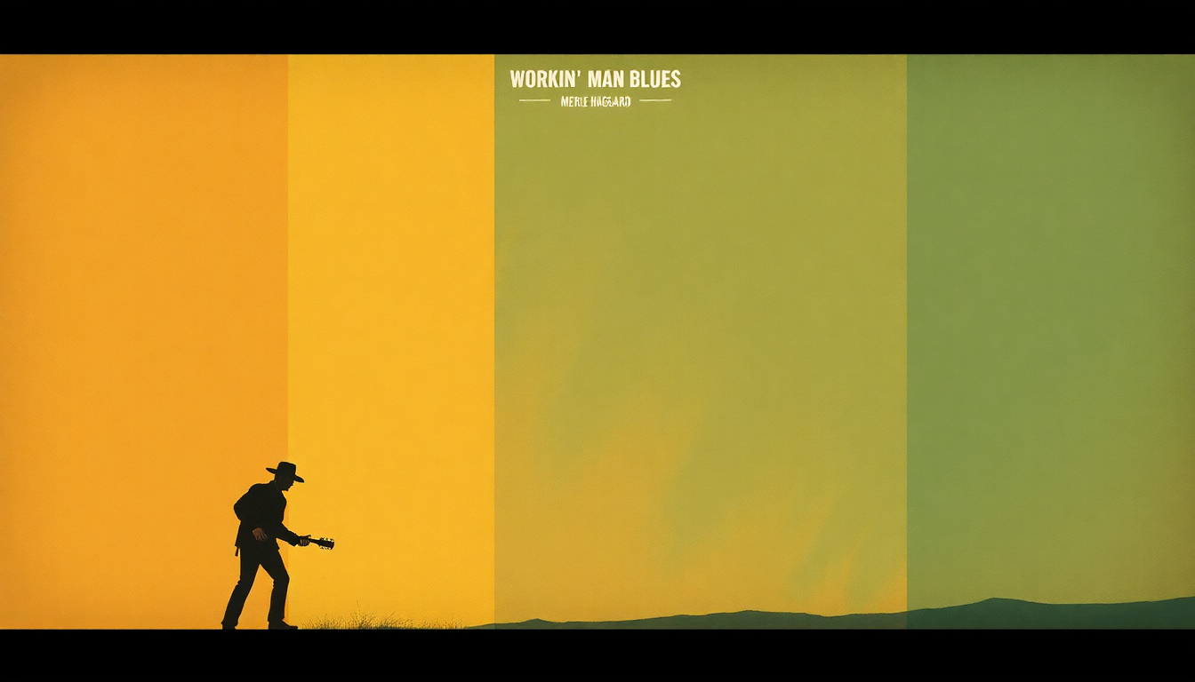 Fan-driven abstract illustration evoking the emotional arc of Workin' Man Blues by Merle Haggard