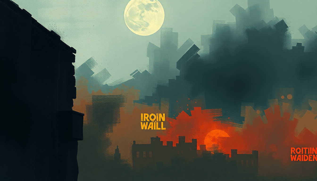 Fan-driven abstract illustration evoking the emotional arc of The Writing on the Wall by Iron Maiden