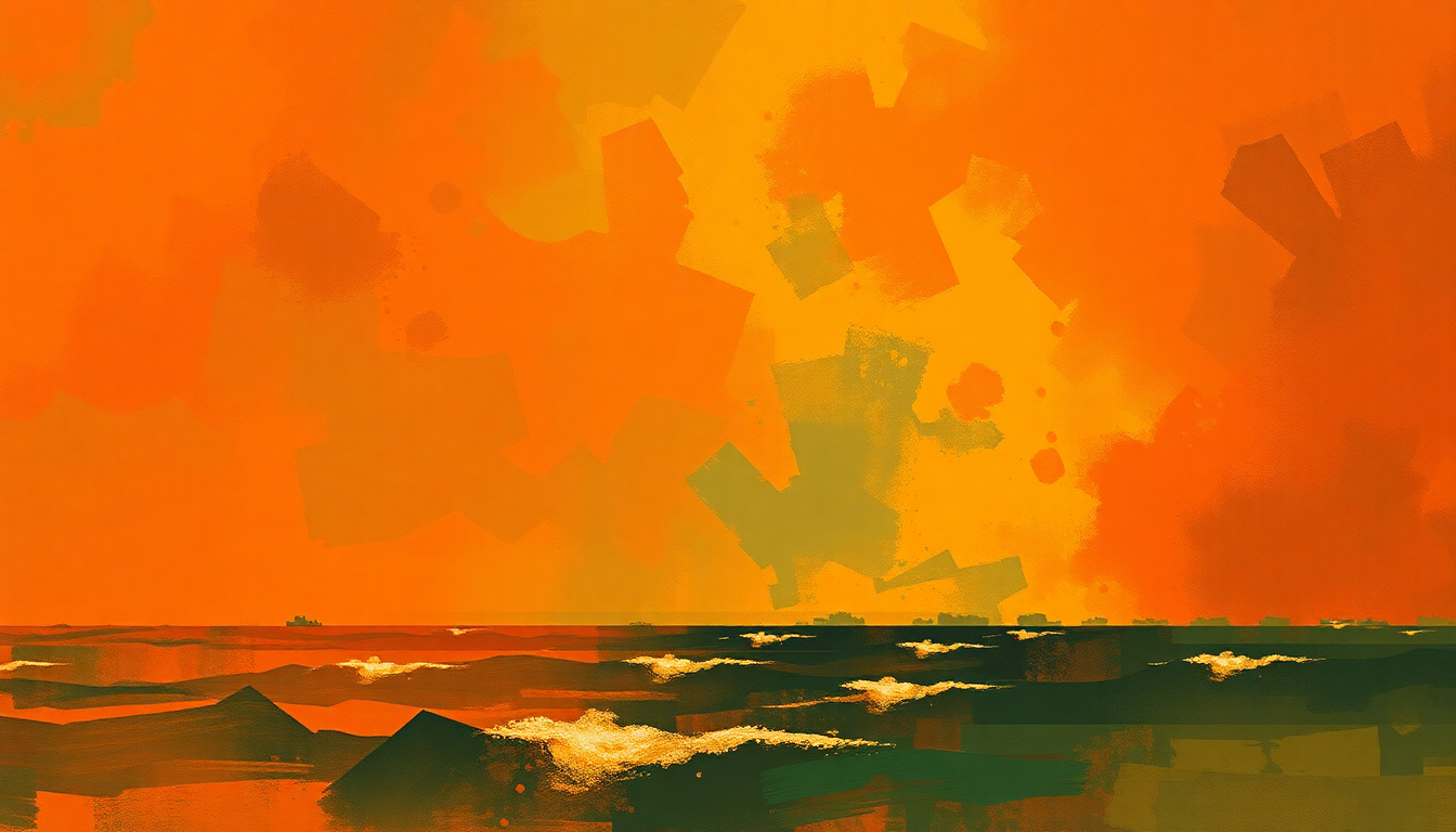 Fan-driven abstract illustration evoking the emotional arc of Yambeque by Tito Puente