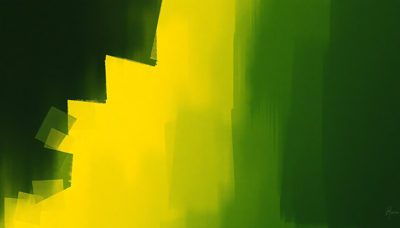 Fan-driven abstract illustration evoking the emotional arc of Yellow and Green by Baroness