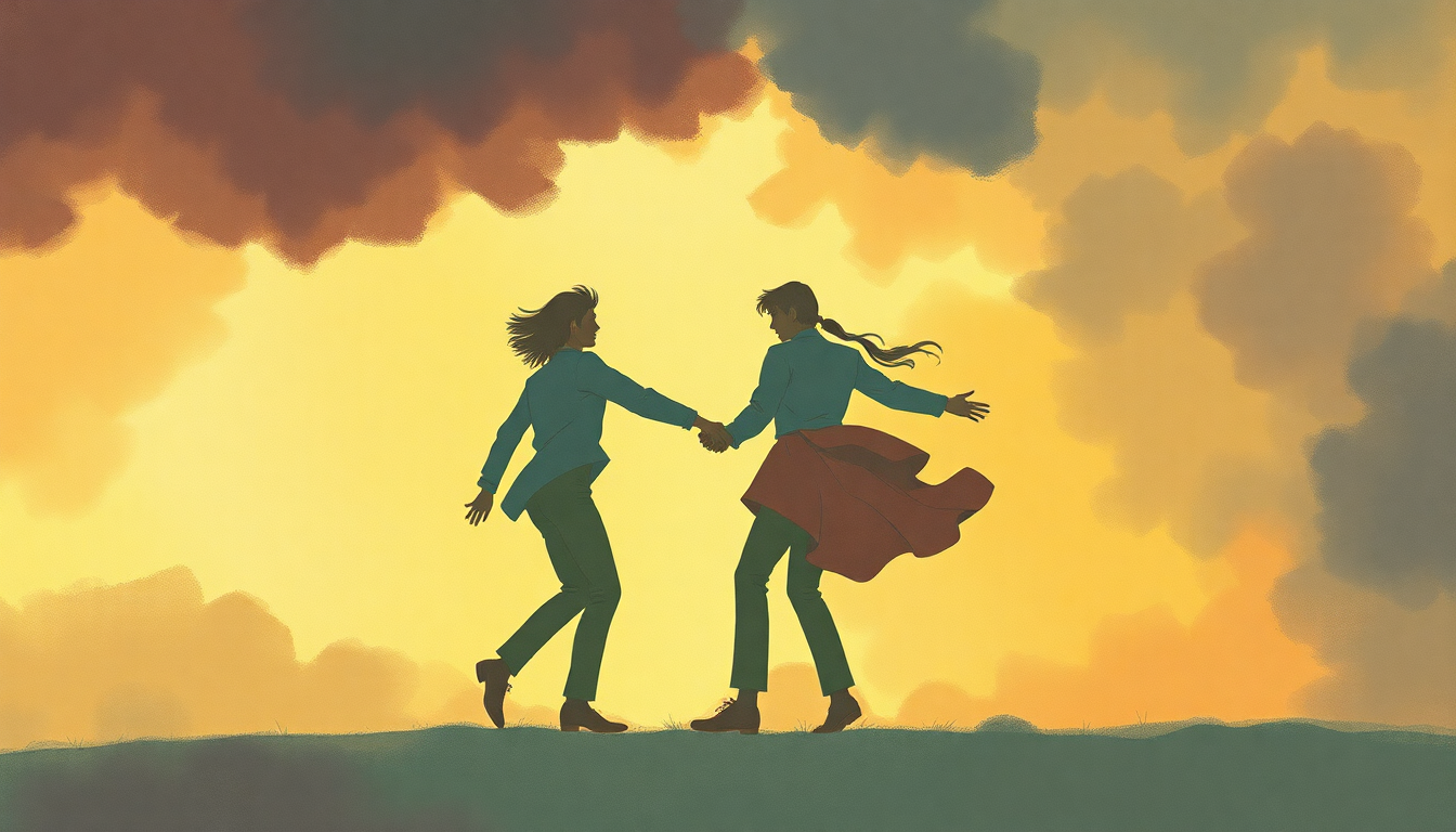 Fan-driven abstract illustration evoking the emotional arc of You Should Be Dancing by Bee Gees