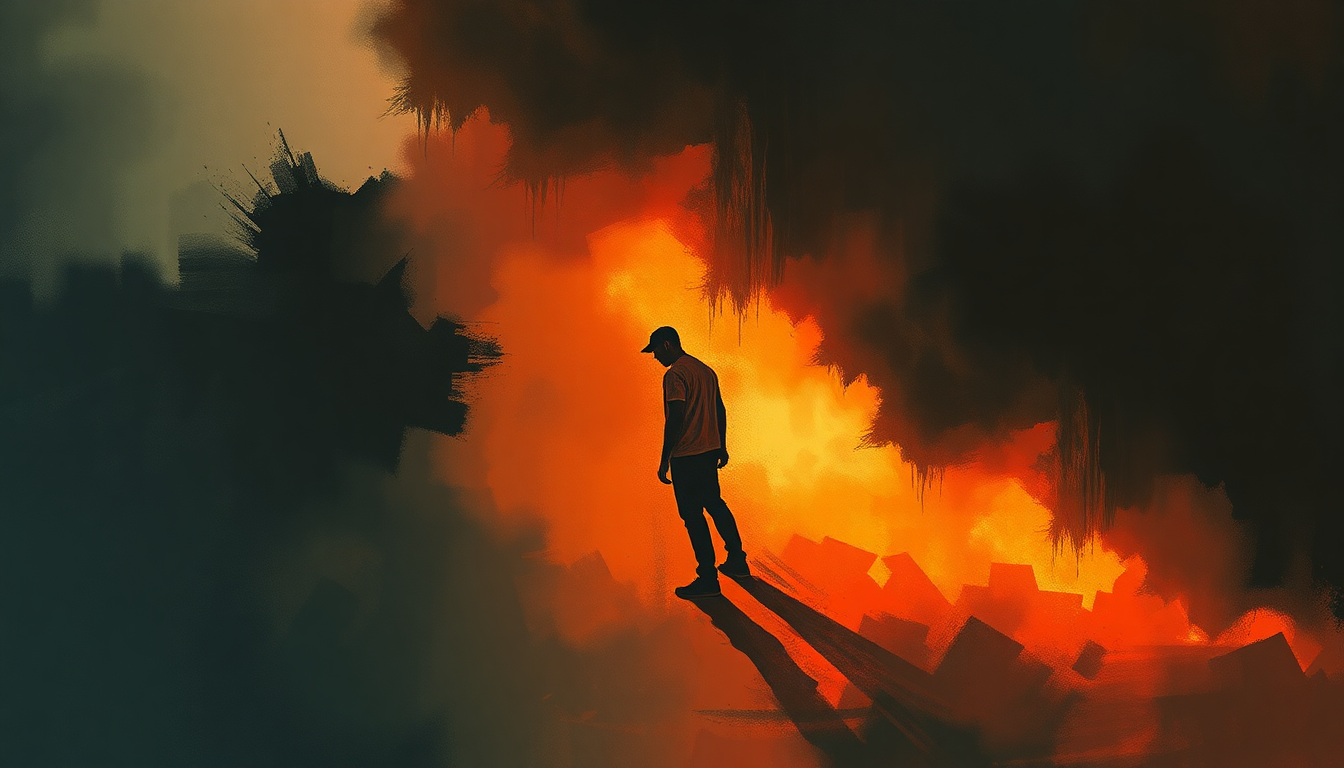 Fan-driven abstract illustration evoking the emotional arc of Zeus by Eminem